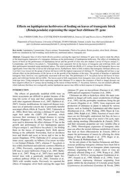 Betula Pendula) Expressing the Sugar Beet Chitinase IV Gene