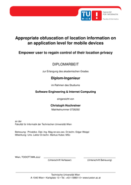 Appropriate Obfuscation of Location Information on an Application Level for Mobile Devices