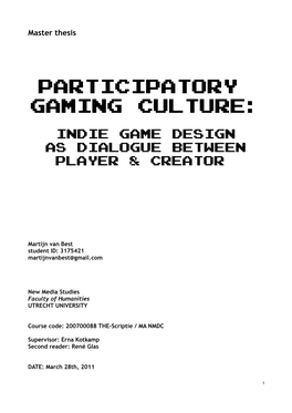 Participatory Gaming Culture