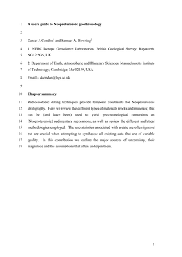 1 a Users Guide to Neoproterozoic Geochronology 1 2 Daniel J