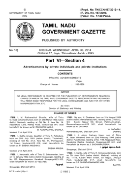 Tamil Nadu Government Gazette