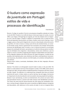 O Kuduro Como Expressão Da Juventude Em Portugal: Estilos De