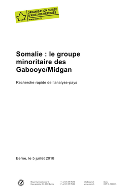 Somalie : Le Groupe Minoritaire Des Gabooye/Midgan