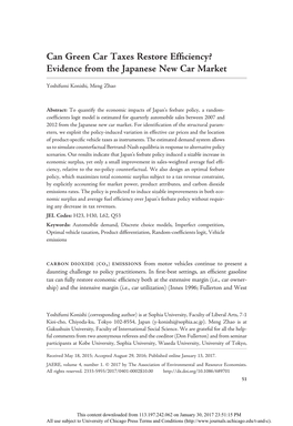 Can Green Car Taxes Restore Efficiency? Evidence from The