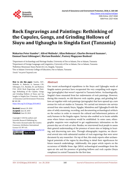 Rock Engravings and Paintings: Rethinking of the Cupules, Gongs, and Grinding Hollows of Siuyu and Ughaugha in Singida East (Tanzania)