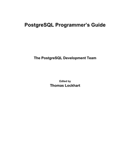 Postgresql Programmer's Guide