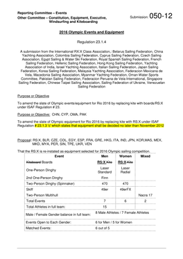 2016 Olympic Events and Equipment Regulation 23.1.4