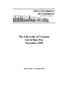 The University of Vermont List of Base Pay November 2019