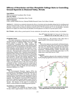 Efficacy of Strychnine and Zinc Phosphide Cabbage Baits in Controlling Ground Squirrels in Diamond Valley, Nevada