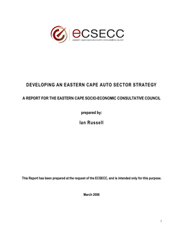 Developing an Eastern Cape Auto Sector Strategy