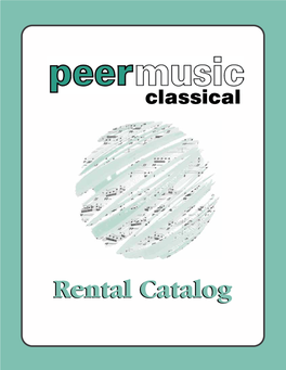 Peermusic Classical 250 West 57Th Street, Suite 820 New York, NY 10107 Tel: 212-265-3910 Ext