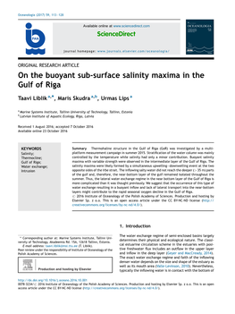 On the Buoyant Sub-Surface Salinity Maxima in the Gulf of Riga