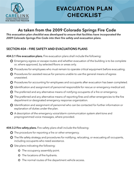 Evacuation Plan Checklist