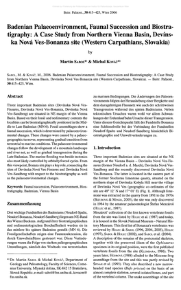 Badenian Palaeoenvironment, Faunal Succession and Biostra Tigraphy