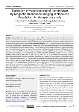 Estimation of Ventricles Size of Human Brain by Magnetic Resonance