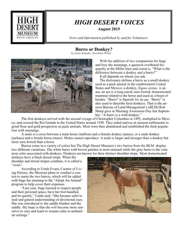 HIGH DESERT VOICES August 2015