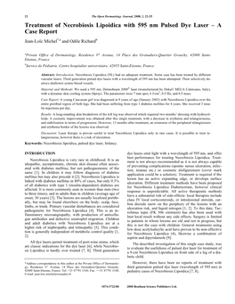 Treatment of Necrobiosis Lipoidica