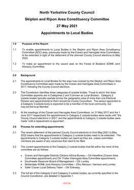 North Yorkshire County Council Skipton and Ripon Area