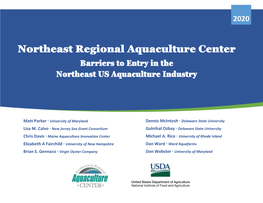 Northeast Regional Aquaculture Center Barriers to Entry in The