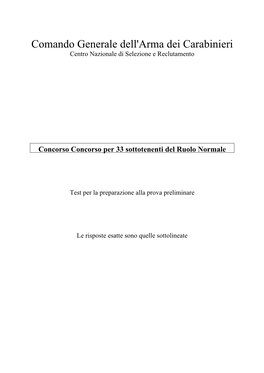 Comando Generale Dell'arma Dei Carabinieri Centro Nazionale Di Selezione E Reclutamento