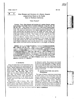 Stem Biomass and Structure of a Mature Sequoia Sempervirens Stand on the Pacific Coast of Northern California FUJIMORI, Takao: S