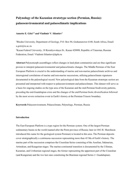 Palynology of the Kazanian Stratotype Section (Permian, Russia): Palaeoenvironmental and Palaeoclimatic Implications