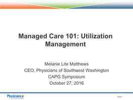 Utilization Management