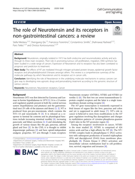 The Role of Neurotensin and Its Receptors in Non-Gastrointestinal Cancers