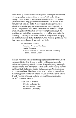 “In the School of Prophets Throws Fresh Light on the Integral Relationship Between Prophecy and Mysticism in Merton's Life A