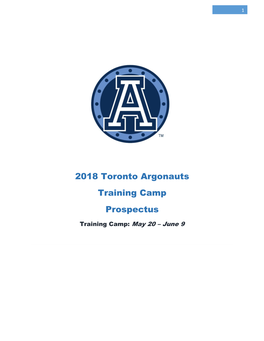 2018 Toronto Argonauts Training Camp Prospectus