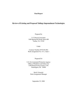 Review of Existing and Proposed Tailings Impoundment Technologies