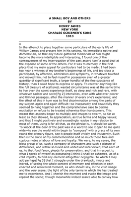 A Small Boy and Others by Henry James New York Charles Scribner's Sons 1913