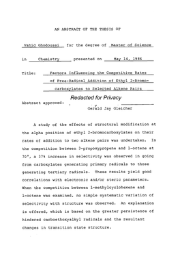 Factors Influencing the Competitive Rates of Free-Radical Addition of Ethyl 2-Bromo