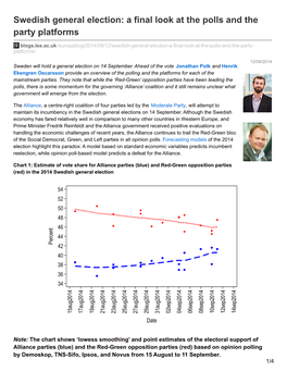 Swedish General Election: a Final Look at the Polls and the Party Platforms