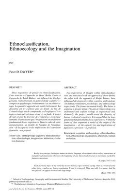 Ethnoclassification, Ethnoecology and the Imagination