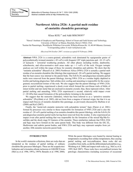 A Partial Melt Residue of Enstatite Chondrite Parentage