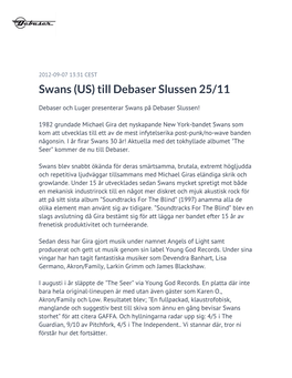 Swans (US) Till Debaser Slussen 25/11