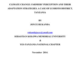 Climate Change: Farmers' Perception and Their