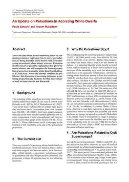 An Update on Pulsations in Accreting White Dwarfs Paula Szkody1 and Anjum Mukadam1