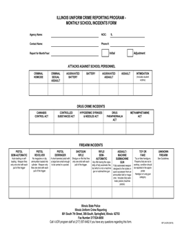 Monthly School Incidents Form