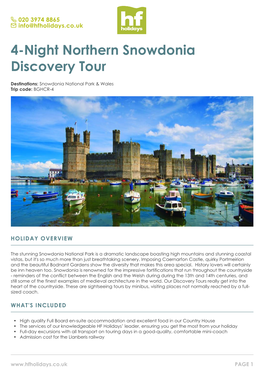 4-Night Northern Snowdonia Discovery Tour