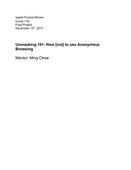 Unmasking 101: How [Not] to Use Anonymous Browsing