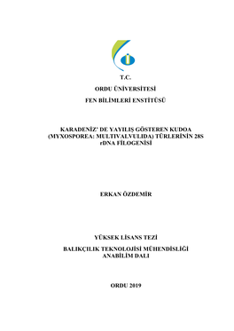 T.C. Ordu Üniversitesi Fen Bilimleri Enstitüsü Karadeniz' De Yayiliş Gösteren Kudoa (Myxosporea: Multivalvulida)