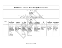 12Th U.S. National Combustion Meeting, Texas A&M University