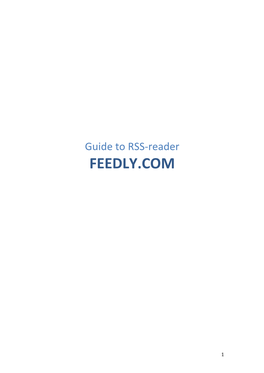 Feedly -How to Get Started