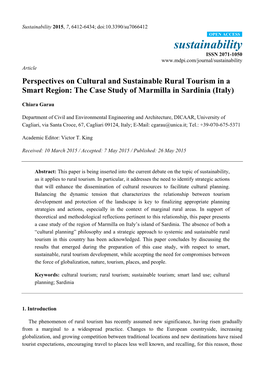 Perspectives on Cultural and Sustainable Rural Tourism in a Smart Region: the Case Study of Marmilla in Sardinia (Italy)