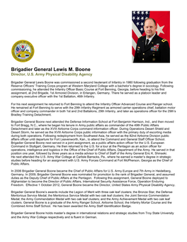 Brig Gen Boone Biography