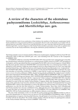 A Review of the Characters of the Edentulous Pachycormiforms Leedsichthys, Asthenocormus and Martillichthys Nov