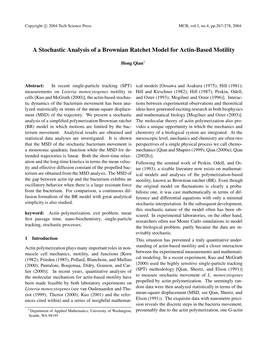 A Stochastic Analysis of a Brownian Ratchet Model for Actin-Based Motility