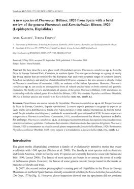 A New Species of Pharmacis Hübner, 1820 from Spain with a Brief Review of the Genera Pharmacis and Korscheltellus Börner, 1920 (Lepidoptera, Hepialidae)